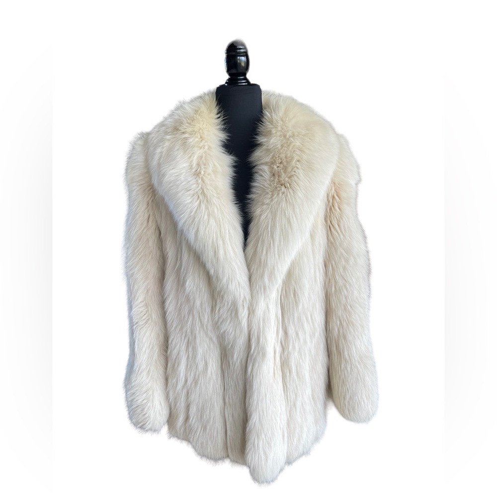 Unbranded Off White Arctic Blue Fox Fur Coat Jacket S / M